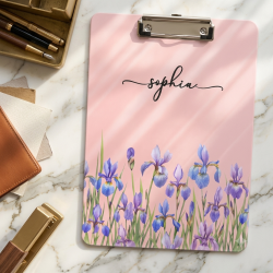 Custom Birth Month Flower Acrylic Clipboard with Name | Personalized Gift for Teachers, Nurses & Coworkers