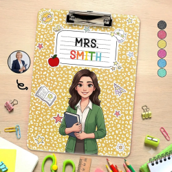 Personalized Photo Cartoon Teacher Acrylic Clipboard | Custom Notebook Design Gift for Teachers, Educators Personalized Photo Cartoon Teacher Acrylic Clipboard | Custom Notebook Design Gift for Teachers, Educators