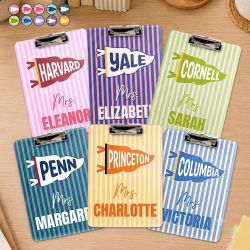 Personalized School Pennant Flag Acrylic Clipboard - Custom Name Classroom & Office Supplies