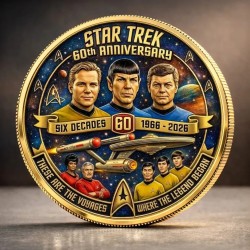 Star Trek 60th Anniversary (1966-2026) Commemorative Coin - Limited Edition Sci-Fi Collectible Keepsake