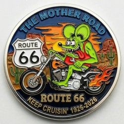Official Route 66 Centennial Map Commemorative Coin - 100th Anniversary (1926-2026) "The Mother Road" Collectible Challenge Coin