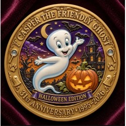 Casper the Friendly Ghost 2026 Halloween Anniversary Commemorative Coin - Spooky Collectible Challenge Coin