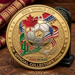 Limited Edition 2026 World Cup Soccer Collectible Coin - USA Canada Mexico Football Trophy Token