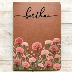 Custom Birth Month Flower Watercolor Leather Journal | Personalized Gift for Her, Mom, Writer Custom Birth Month Flower Watercolor Leather Journal | Personalized Gift for Her, Mom, Writer