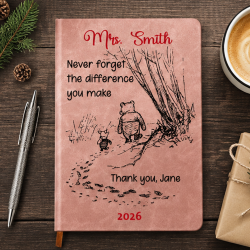 Never Forget The Difference You Make - Personalized Teacher Leather Journal / Notebook Never Forget The Difference You Make - Personalized Teacher Leather Journal / Notebook