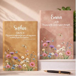 Grace & Joy Scripture Flowers & Butterflies - Personalized Leather Journal Grace & Joy Scripture Flowers & Butterflies - Personalized Leather Journal