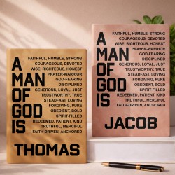 A Man of God Is Faithful & Strong - Personalized Religious PU Leather Journal A Man of God Is Faithful & Strong - Personalized Religious PU Leather Journal