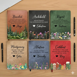 Personalized Leather Journal - "It Takes A Village" Appreciation Gift for Teachers, Coaches & Teams