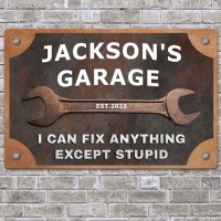 Personalized Garage Decor Iron Sign - "I Can Fix Anything Except Stupid" Custom Man Cave Sign Personalized Garage Decor Iron Sign - "I Can Fix Anything Except Stupid" Custom Man Cave Sign