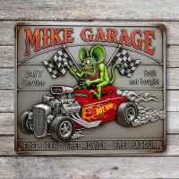 Personalized Hot Rod Garage Metal Sign | Custom Retro Car Lover Gift Personalized Hot Rod Garage Metal Sign | Custom Retro Car Lover Gift