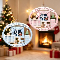 Personalized Baby's First Christmas Acrylic Ornament - Custom Nursery Scene Keepsake Gift for New Parents Personalized Baby's First Christmas Acrylic Ornament - Custom Nursery Scene Keepsake Gift for New Parents