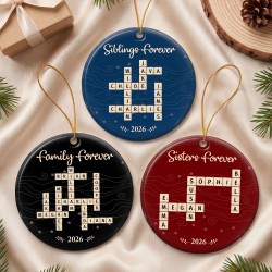 Custom Scrabble Tile Family Name Ornament – Personalized Family Forever Christmas Decor & Gift