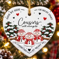 Personalized Cousins Connected by Heart Ceramic Heart Ornament – Custom Family Keepsake & Gift for Cousins