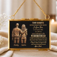 Personalized To My Daughter Never Forget How Much I Love You Metal Frame Ornament – Custom Father & Daughter Photo Keepsake