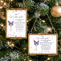 Personalized To My Granddaughter On Our Wedding Day Metal Frame Ornament – Custom Butterfly & Flowers Photo Keepsake
