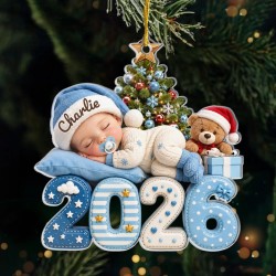 Personalized Our Greatest Blessing Ever Acrylic Christmas Ornament - Custom Baby's First Christmas Gift for New Parents, Moms & Dads