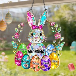 Personalized Bunny & Floral Suncatcher - Custom Easter Gift for Grandma Personalized Bunny & Floral Suncatcher - Custom Easter Gift for Grandma