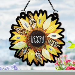 Personalized Grandma’s Garden Leopard Sunflower Window Hanging Suncatcher - Custom Names Gift Personalized Grandma’s Garden Leopard Sunflower Window Hanging Suncatcher - Custom Names Gift