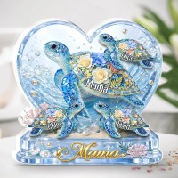 Personalized Sea Turtle Heart Acrylic Block - Ocean Theme 3D Plaque Gift for Mom & Grandma Personalized Sea Turtle Heart Acrylic Block - Ocean Theme 3D Plaque Gift for Mom & Grandma