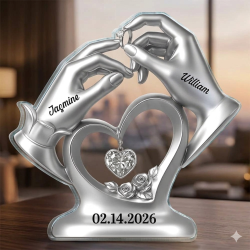 Personalized "Always & Forever" Hands Holding Heart Acrylic Plaque - Custom Names & Date Keepsake