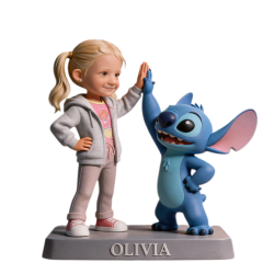 Personalized "Ohana" Blue Alien Friend Custom Shaped Acrylic Plaque – 14mm Premium Gallery-Grade Acrylic Decor