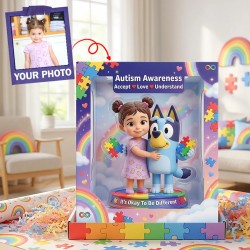 Personalized Autism Awareness Acrylic Plaque - Custom Photo "Love Needs No Words" Gift for Kids & Parents