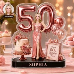 Personalized 50th Birthday Photo Shaped Acrylic Plaque - Custom Name Keepsake Personalized 50th Birthday Photo Shaped Acrylic Plaque - Custom Name Keepsake
