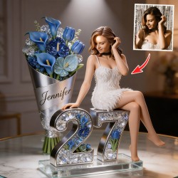 Personalized Birthday Floral Number Acrylic Plaque with Custom Photo – Unique Keepsake Gift for Her & Women Personalized Birthday Floral Number Acrylic Plaque with Custom Photo – Unique Keepsake Gift for Her & Women