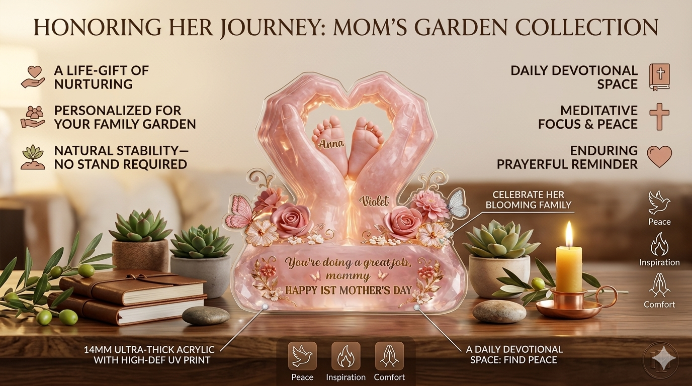 A Life-Gift of Nurturing: Personalized Newborn Keepsake First Mother's Day Mom's Garden Acrylic Plaque - 14mm Premium Gallery Grade Gift